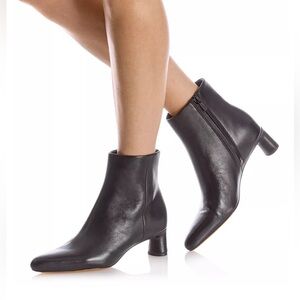 VINCE Hilda Low Heeled Black Leather Booties